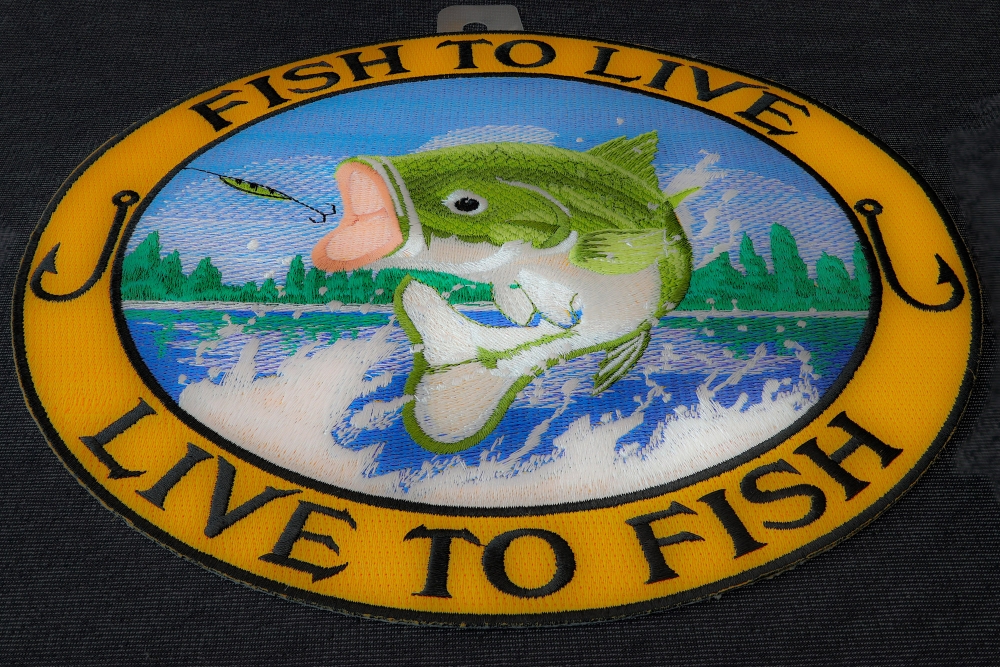 Fish to Live, Live to Fish, Bass on Hook Patch