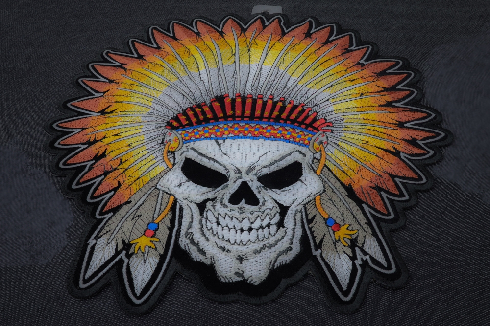 Indian Skull and Feathers Patch