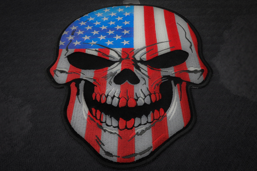 American Flag Skull Patch