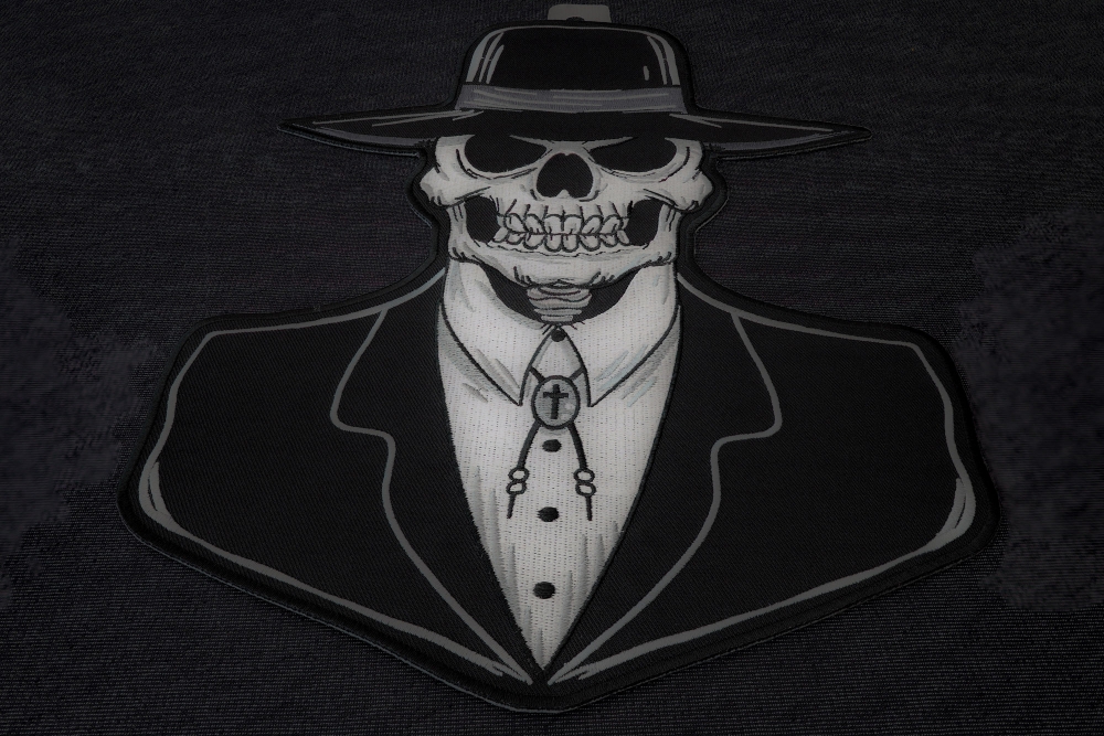 Preacher Skull Tall Hat Patch