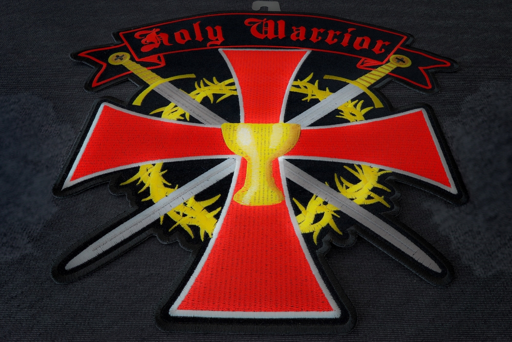 Holy Warrior Christian Cross Swords and Holy Grail Patch