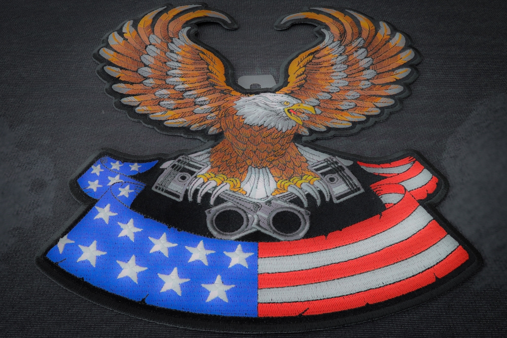 American Flag Eagle on Pistons Patch